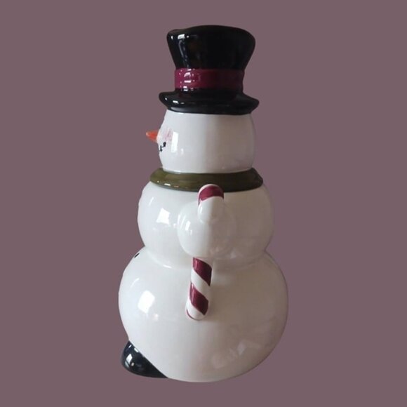 Tabletop unlimited snowman cookie jar white black color 14.5tall×8W - Picture 3 of 9